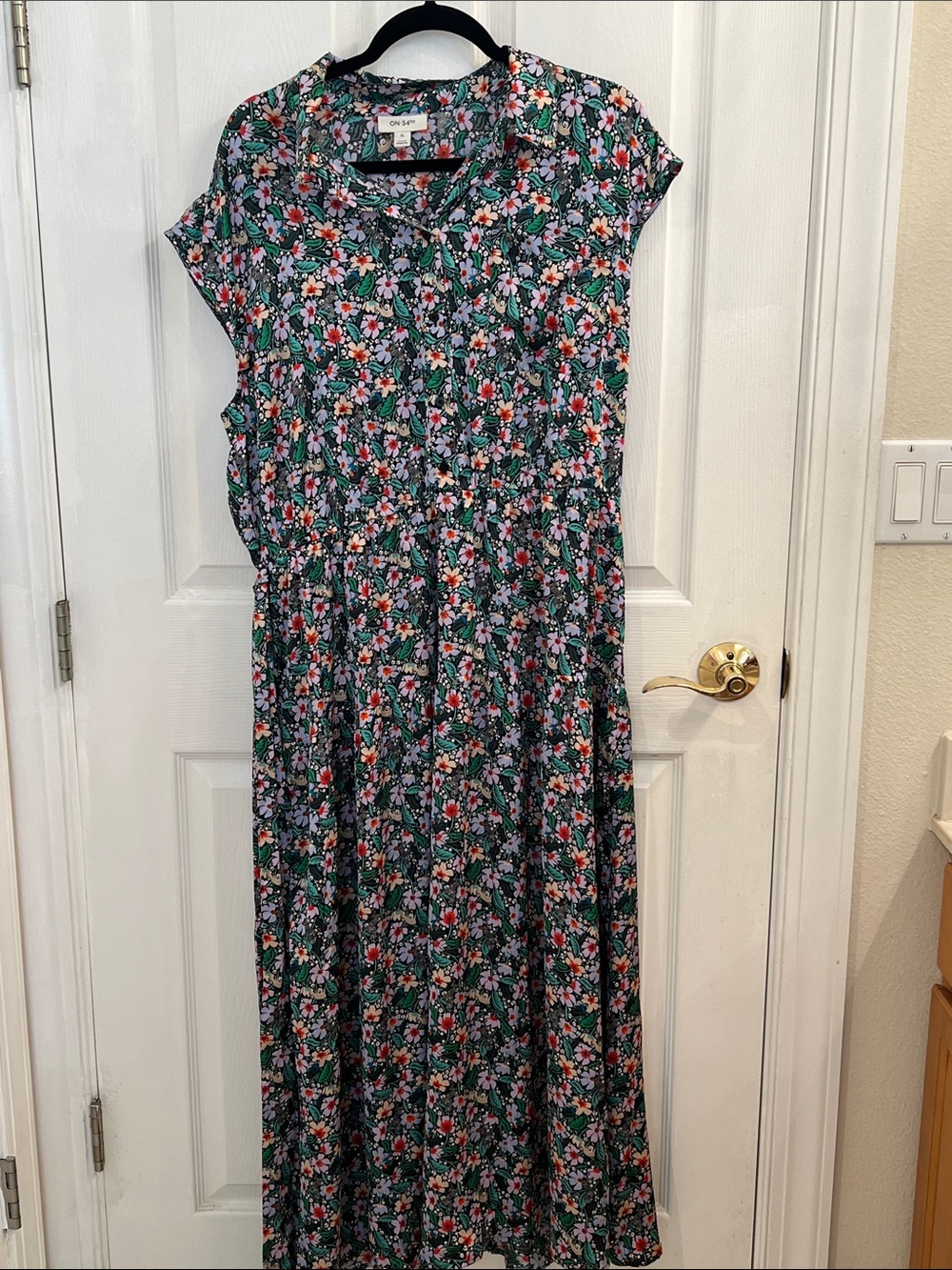 Floral Maxi Dress in Green and Pink - Lightweight Women's Summer Dress